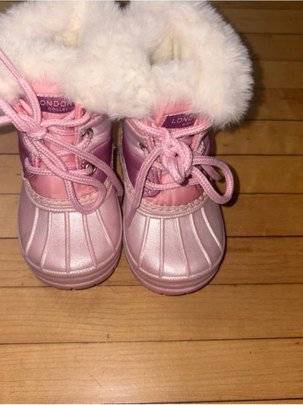 London Fog Pink Faux-Fur Kids Winter Boots
